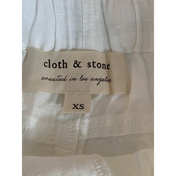 Anthropologie CLOTH & STONE White LINEN Paperbag Waist Wide Leg Crop Pants‎ XS - Picture 9 of 12